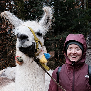 Geraldine with llama Giorgio