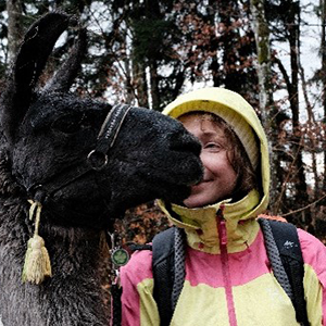 Joanna with llama Nubia