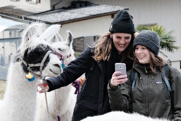 Julia and Jacqueline with their llamas