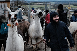 Marco with llama Patagonia