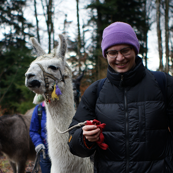 Patrick with llama Viktor