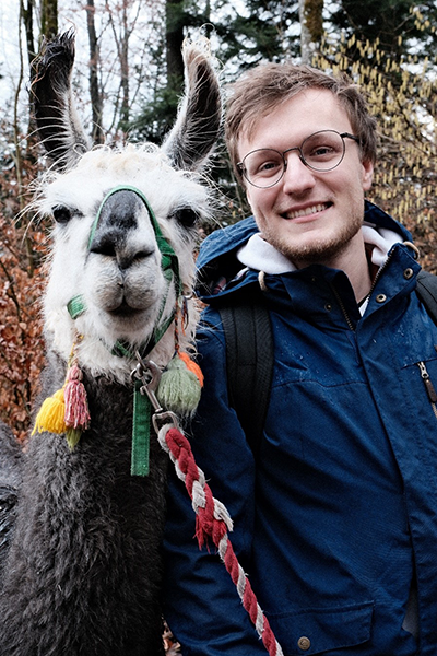 Patrik with his llama Anchelina