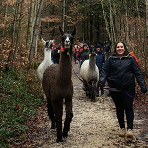 Sara with llama Sirius