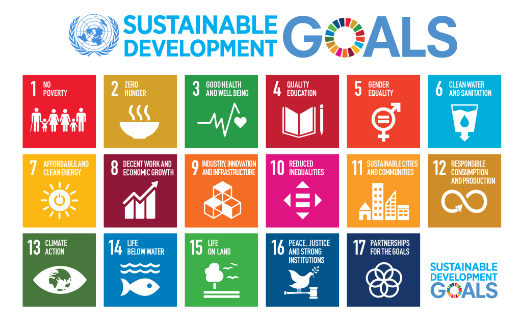 17 Sustainable Development Goals, reaching from "no poverty" to "peace, justice and strong institutions".